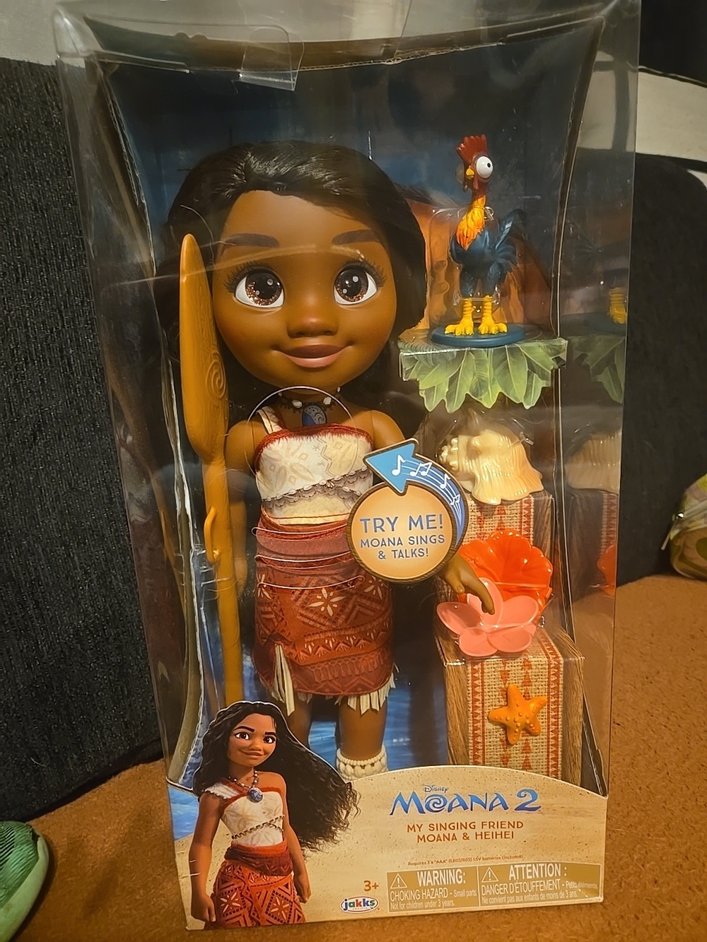 Disney Moana 2 Singing Doll with Red-Orange Skirt and Brown Skin Tone